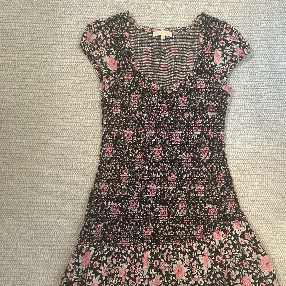 LoveShackFancy Black and Pink Mini Dress